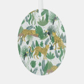 Luipaarden Oerwoud: Tropisch Kinder naadloos. Glas Ornament (Voorkant links)