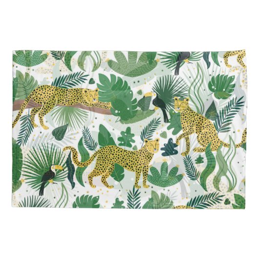 Luipaarden Oerwoud: Tropisch Kinder naadloos. Kussensloop (Achterkant)