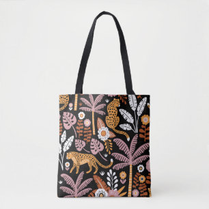 Luipaarden palmen naadloos patroon tote bag