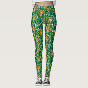 Luipaarden tussen weelderig tropisch groen leggings