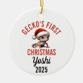 Luipaardgekko Eerste Kerstmis 2025 Keramisch Ornament (Voorkant)