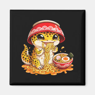 Luipaardgekko eet Ramennoedels Japanse Kawaii Magneet