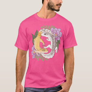 Luipaardgekko's en pioenen t-shirt