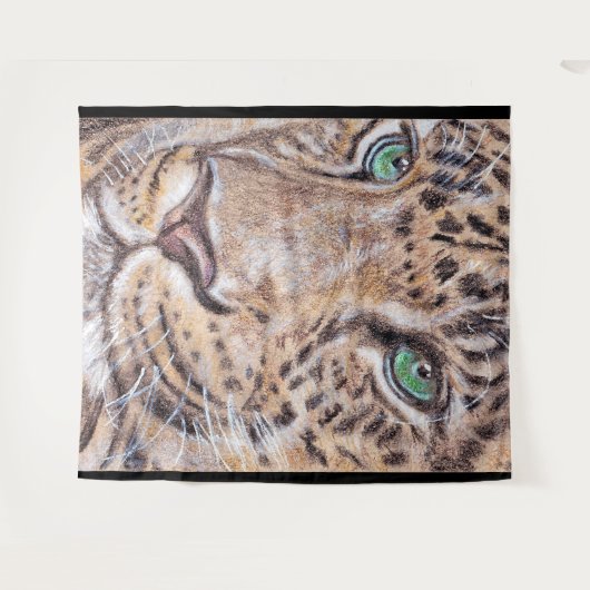 luipaardgezicht met groene ogen wandkleed (Voorkant (horizontaal))
