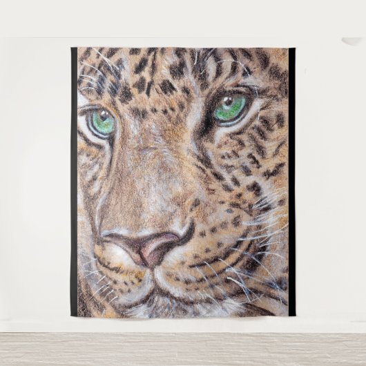 luipaardgezicht met groene ogen wandkleed (Voorkant)