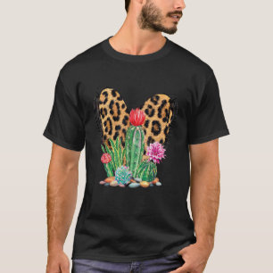 Luipaardhart achter Cactusprint Heren Dames Tuin T-shirt