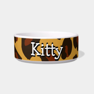 Luipaardhuid Gepersonaliseerde Kitty Cat Bowl Voerbakje