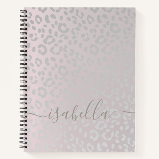 Luipaardhuid in zilvergistster op doorsnee gradiën notitieboek (Voorkant)