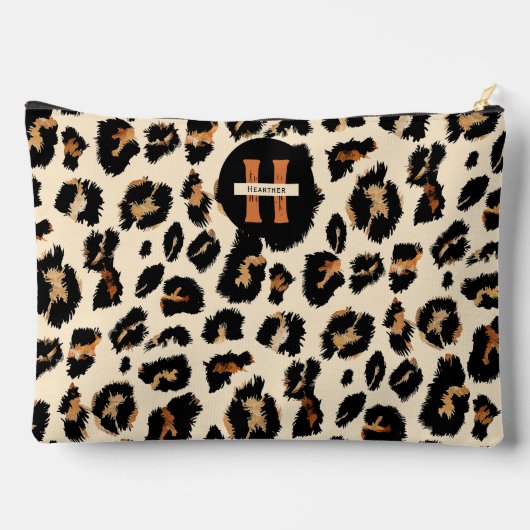 Luipaardhuid, modern dierenpatroon, monogram etui (Achterkant)