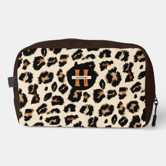 Luipaardhuid, modern dierenpatroon, monogram toilettasje (Voorkant)