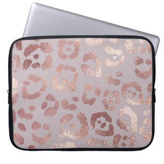 Luipaardhuid: roos gouden elegantie. laptop sleeve