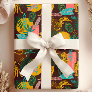 Luipaardkatten Tropisch Abstract Junglepatroon Cadeaupapier