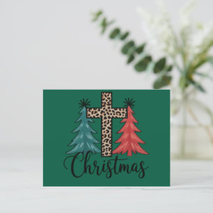 Luipaardkruis Kerstbomen Christelijk  Feestdagenkaart