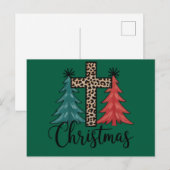 Luipaardkruis Kerstbomen Christelijk  Feestdagenkaart (Voorkant / Achterkant)