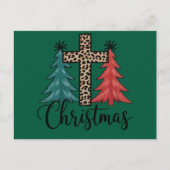 Luipaardkruis Kerstbomen Christelijk  Feestdagenkaart (Voorkant)