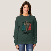Luipaardkruis Kerstbomen Christelijk Trui (Voorkant volledig)