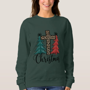 Luipaardkruis Kerstbomen Christelijk Trui