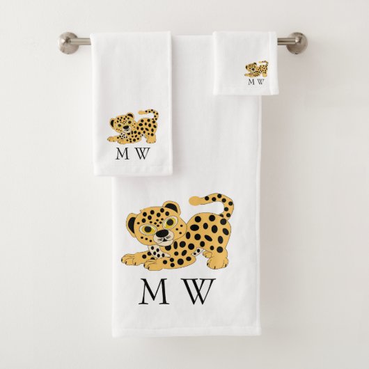 Luipaardontwerp met monogram bad handdoek (Insitu)