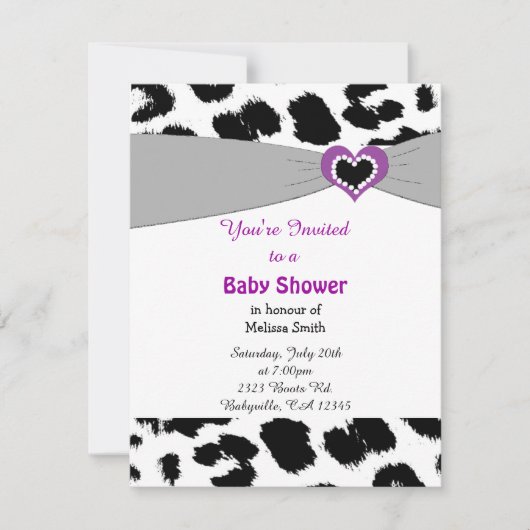 Luipaardpatroon baby shower uitnodiging (Voorkant)