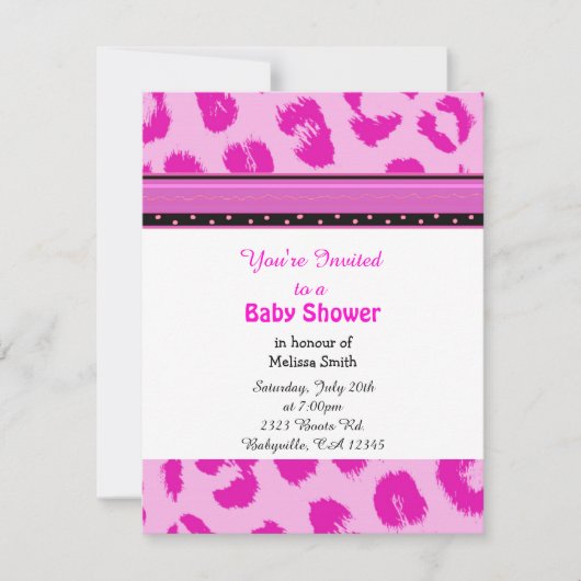 Luipaardpatroon baby shower uitnodiging (Voorkant)