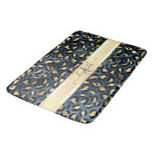 Luipaardpatroon Blauw Goud Monogram Badmat (Gekanteld)