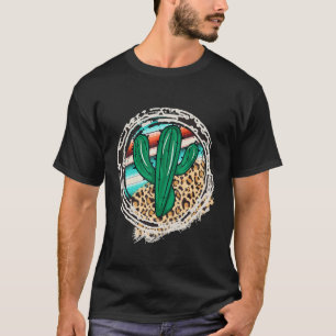 Luipaardpatroon Cactus Serape Print Cowgirl Rodeo T-shirt
