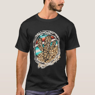 Luipaardpatroon Cactus Serape Print Cowgirl Rodeo T-shirt