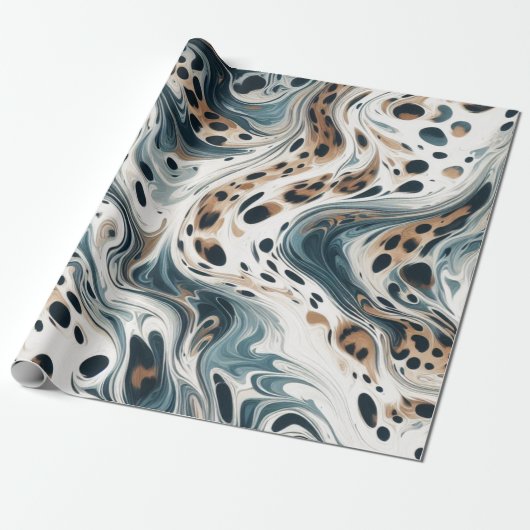 Luipaardpatroon Melkweg Cadeaupapier (Uitgerold)