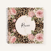 Luipaardpatroon met lichte rozen notitieboek (Voorkant)