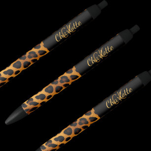 Luipaardpatroon monogram handtekening naam zwarte inkt pen