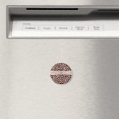 Luipaardpatroon Monogram Roze Goud Zwart Magneet (Insitu (Vaatwasser))