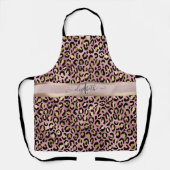 Luipaardpatroon Monogram Roze Goud Zwart Schort (Voorkant)