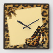 Luipaardpatroon schoenen gepersonaliseerd vierkante klok (Voorkant)