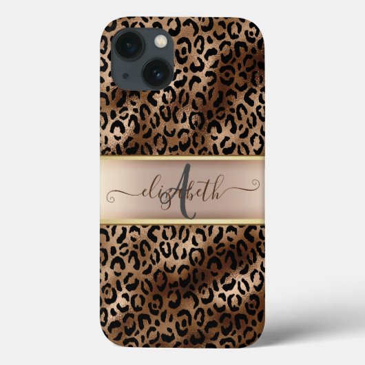 Luipaardpatroon Zwart Brons Monogram Case-Mate iPhone Case (Achterkant)