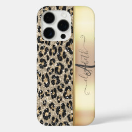Luipaardpatroon Zwart Brons Monogram     iPhone 16 Pro Hoesje