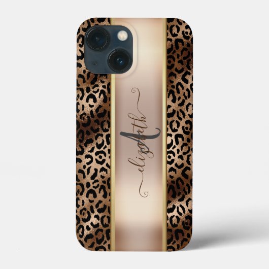 Luipaardpatroon Zwart Brons Monogram Case-Mate iPhone Case (Achterkant)