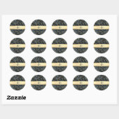Luipaardpatroon Zwart Brons Monogram Ronde Sticker (Vel)