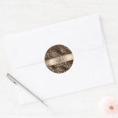 Luipaardpatroon Zwart Brons Monogram Ronde Sticker (Envelop)