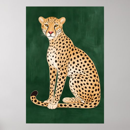 Luipaardposter, Groene Achtergrond, Modern Dier Poster (Voorkant)