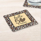 Luipaardprint 50ste verjaardag kartonnen onderzetters (Schuin)