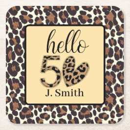 Luipaardprint 50ste verjaardag kartonnen onderzetters