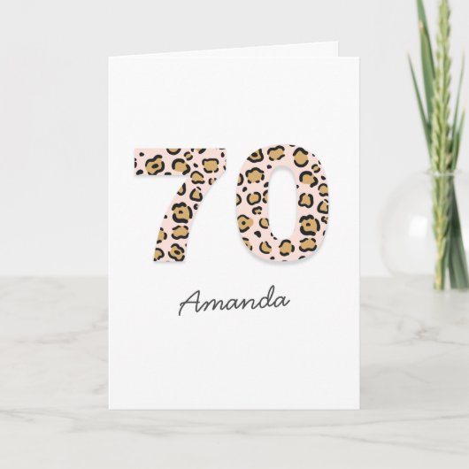 Luipaardprint 70 | Moderne Mopnaam 70e verjaardag Kaart (Voorkant)