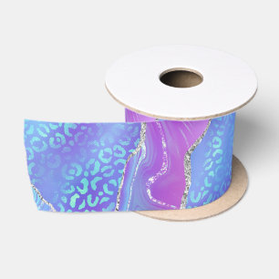 Luipaardprint Agaat   Glam Abstract Steenpatroon Satijnen Lint