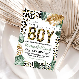 Luipaardprint baby shower uitnodiging Wildebras