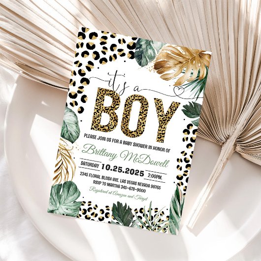 Luipaardprint baby shower uitnodiging Wildebras