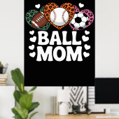 Luipaardprint Bal Moeder T-shirt Poster (Thuiskantoor)