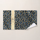 Luipaardprint Blauw Goud Monogram Bad Handdoek (Handdoek)