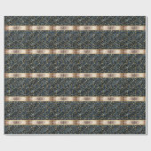 Luipaardprint Blauw Goud Monogram Cadeaupapier (Vlak)