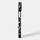 Luipaardprint Blauw Goud Monogram Case-Mate iPhone Case (Achterkant / Rechts)