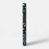Luipaardprint Blauw Goud Monogram iPhone Hoesje (Linkerkant)